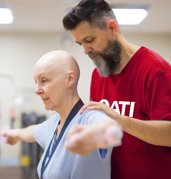 Cancer patient receives oncology physical therapy for cancer rehabilitation