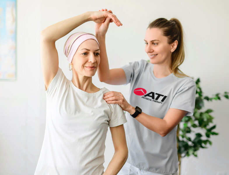 Cancer patient receives oncology physical therapy for cancer rehabilitation